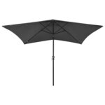 vidaXL Parasol avec LED et mât en acier Anthracite 2x3 m