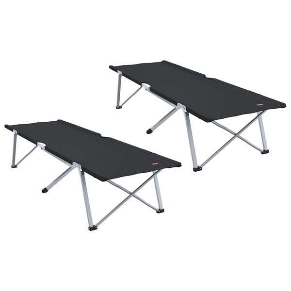 vidaXL Lit de camping pliant 2 Pièces Noir 62 x 194 x 42 cm Tissu Oxford