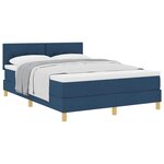 vidaXL Lit à ressorts avec coussin Bleu 160 x 200 cm tissu