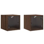 vidaXL Tables de chevet et portes vitrées 2Pièces chêne marron 35x37x35cm