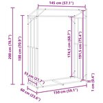 vidaXL Portant de bois de chauffage et housse de pluie acier galvanisé