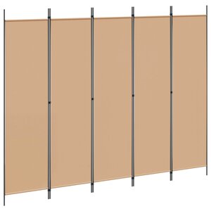 vidaXL Paravent 5 panneaux Beige 250 x 200 cm Tissu