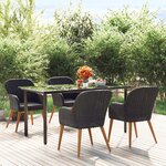 vidaXL Ensemble de salle à manger de jardin avec coussins 5 Pièces Noir