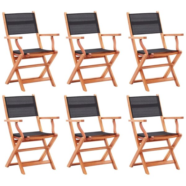 vidaXL Chaises pliables de jardin lot de 6 noir eucalyptus textilène
