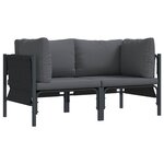 vidaXL Mobilier de jardin avec coussin 2 Pièces Anthracite Acier