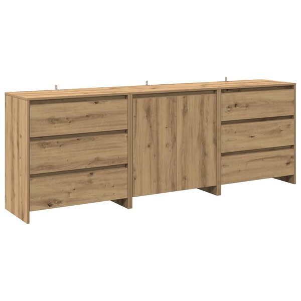 vidaXL Buffet 3 Pièces chêne artisanal bois d'ingénierie