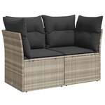 vidaXL Canapé de jardin 2 places et coussins gris clair résine tressée