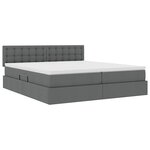 vidaXL Lit de rangement LED avec matelas Gris foncé 200 x 200 cm Tissu