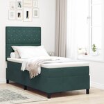 vidaXL Lit à ressorts avec matelas Vert foncé 90 x 190 cm Velours