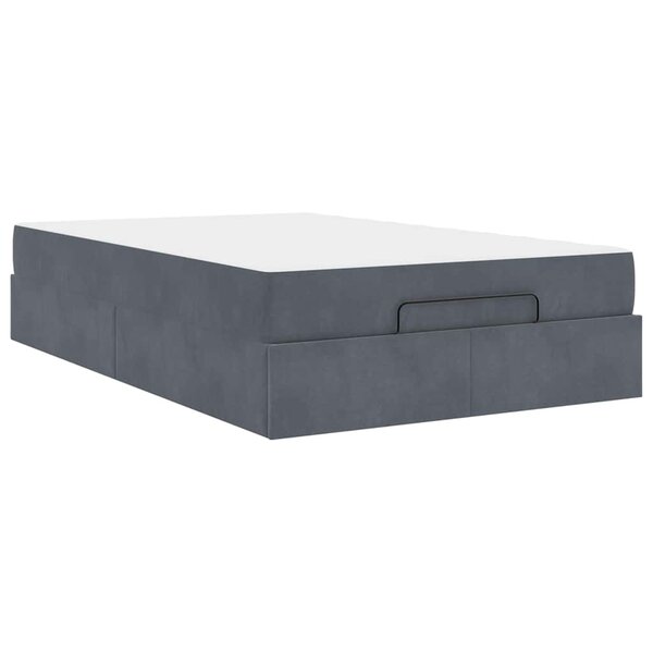 vidaXL Cadre de lit avec matelas Gris foncé 120 x 200 cm Velours