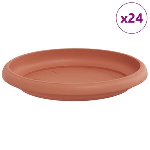 vidaXL Plateau à fleurs rond 24 pc Rouge brique Ø 14 x 2 cm Plastique
