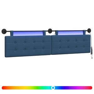 vidaXL Tête de lit suspendue Avec lumière LED Bleu Tissu