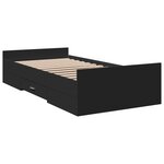 vidaXL Cadre de lit avec tiroirs sans matelas noir 100x200 cm