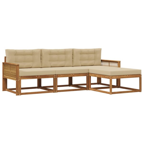 vidaXL Ensemble de canapés d'extérieur 4 Pièces Naturel et Beige