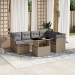 vidaXL Salon de jardin avec coussins 8 Pièces beige résine tressée
