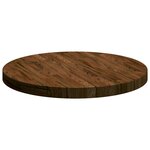 vidaXL Plateau de table Marron foncé Ø 60 x 4 cm Bois de chêne massif