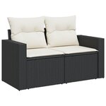 vidaXL Salon de jardin 6 Pièces avec coussins noir résine tressée
