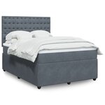 vidaXL Sommier à lattes de lit et matelas Gris foncé 140x190cm Velours
