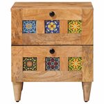 vidaXL Cabinet de chevet avec tiroir 2 Pièces Naturel 40 x 33 x 46 cm