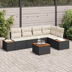 vidaXL Ensemble de canapé de jardin avec coussin 6 Pièces Noir et crème