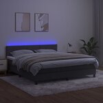 vidaXL Sommier à lattes de lit avec matelas LED Gris foncé 180x200 cm