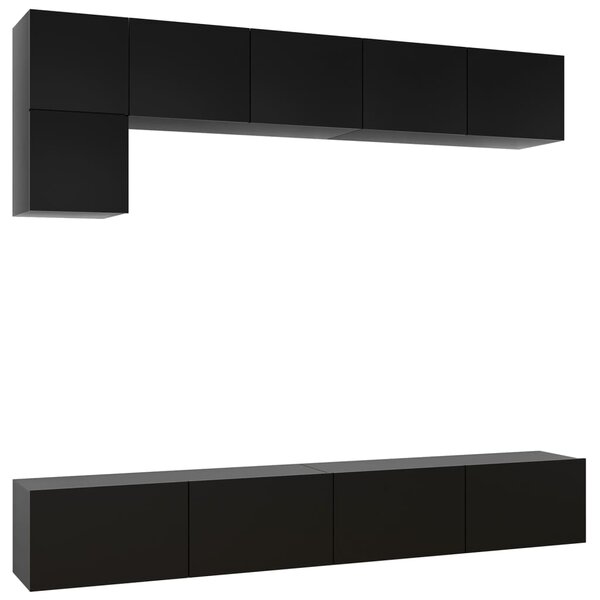 vidaXL Ensemble de meuble TV 5 Pièces Noir Bois d'ingénierie