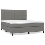 vidaXL Sommier à lattes de lit avec matelas Gris foncé 180x200cm Tissu