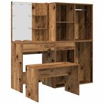 vidaXL Ensemble de coiffeuse avec LED vieux bois bois d'ingénierie