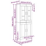 vidaXL Haut Armoire Chêne noir 69 5 x 34 x 180 cm Bois d'ingénierie