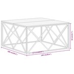 vidaXL Table basse argenté inox et bois de mélèze massif