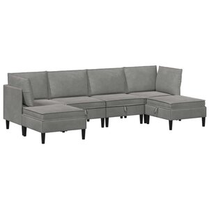 vidaXL Ensemble de meubles pour le salon 6 pc Gris clair Velours