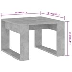 vidaXL Table d'appoint Gris béton 50x50x35 cm Aggloméré