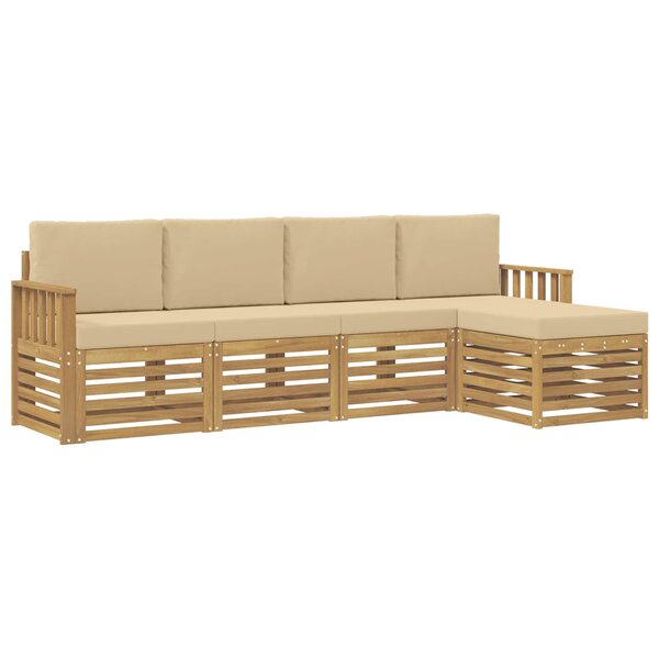 vidaXL Ensemble de canapés d'extérieur 5 Pièces Blanc et Beige