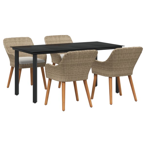 vidaXL Ensemble de salle à manger de jardin 5 pièces Beige Poly Rattan