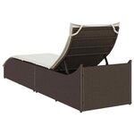 vidaXL Chaise longue pliante coussin rangement marron résine tressée