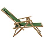 Vidaxl chaise de relaxation inclinable vert bambou et tissu