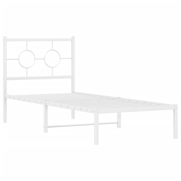 vidaXL Cadre de lit métal avec tête de lit blanc 80x200 cm