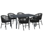 vidaXL Ensemble de salle à manger pour jardin 7 Pièces Noir Poly rotin