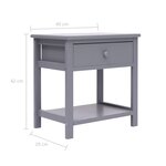 vidaXL Tables de chevet 2 Pièces Gris 40x29x42 cm Bois de Paulownia
