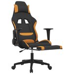 vidaXL Chaise de jeu de massage avec repose-pied Noir et orange Tissu