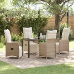 vidaXL Ensemble de salle à manger pour jardin 5 Pièces Beige Poly rotin