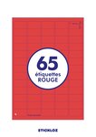 100 planches a4 - 65 étiquettes 38,1 mm x 21,2 mm autocollantes rouge par planche pour tous types imprimantes - jet d'encre/laser/photocopieuse