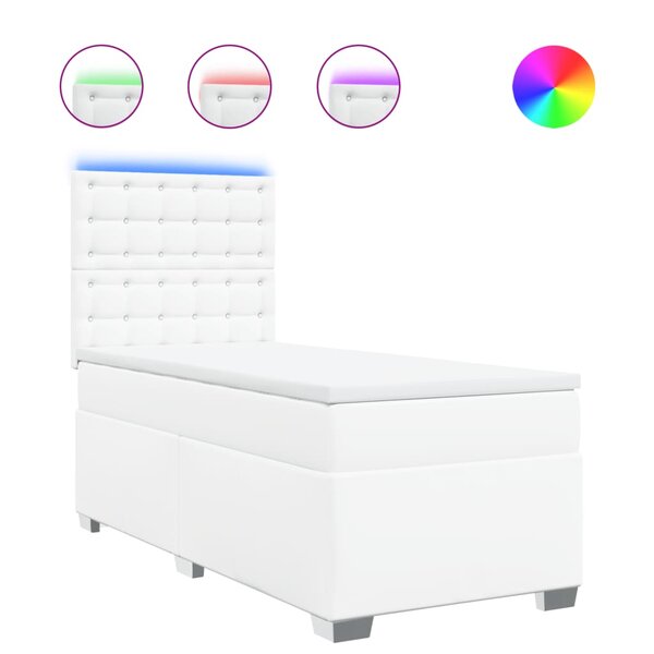 vidaXL Sommier à lattes de lit avec matelas Blanc 100x200cm Similicuir
