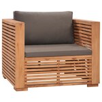 vidaXL Fauteuil de jardin avec coussins gris foncé Bois de teck solide