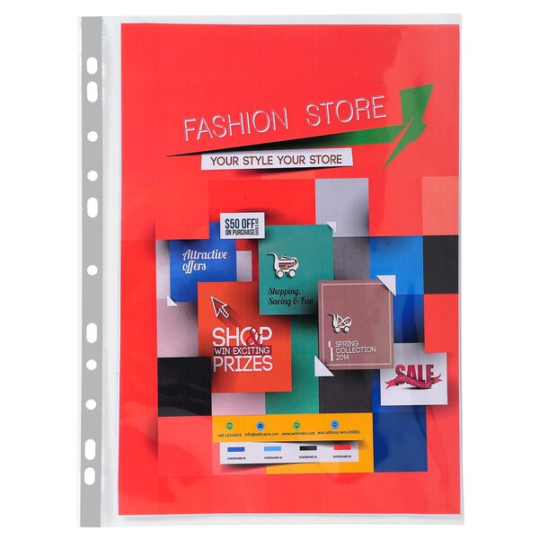 Sachet 10 Pochettes Perforées Premium Polypropylène 140micron A4+ - Incolore - X 5 - Exacompta
