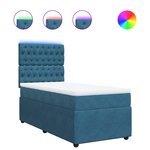 vidaXL Sommier à lattes de lit avec matelas bleu 80x200 cm velours