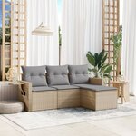vidaXL Salon de jardin avec coussins 4 Pièces beige résine tressée