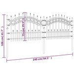 vidaXL Clôture de jardin avec sommet de lance Noir 115 cm