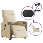 vidaXL Fauteuil inclinable de massage électrique crème tissu