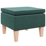 vidaXL Tabouret avec pieds en bois Vert foncé Tissu